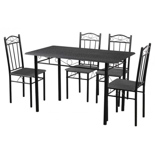 Set masa cu 4 scaune,  FUR-101-17BL, masa 120x67x75 cm, negru