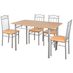   Set masa cu 4 scaune,  FUR-102-Beige, 110x70x75 cm, bej, scaun tapitat pentru living sau bucatarie