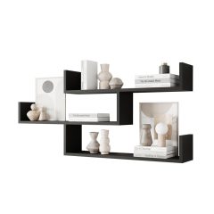 Fali polc 119x18x55cm fekete FUR1962-1