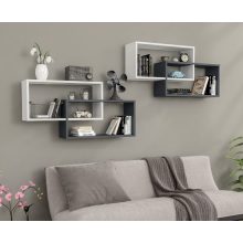 1db fali polc 104x22x45cm fehér fekete GR-01