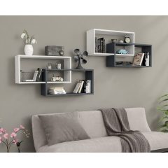 1db fali polc 104x22x45cm fehér fekete GR-01