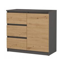 Fiókos komód hálószoba nappali bútor 80x35x77 cm barna szürke GW-04